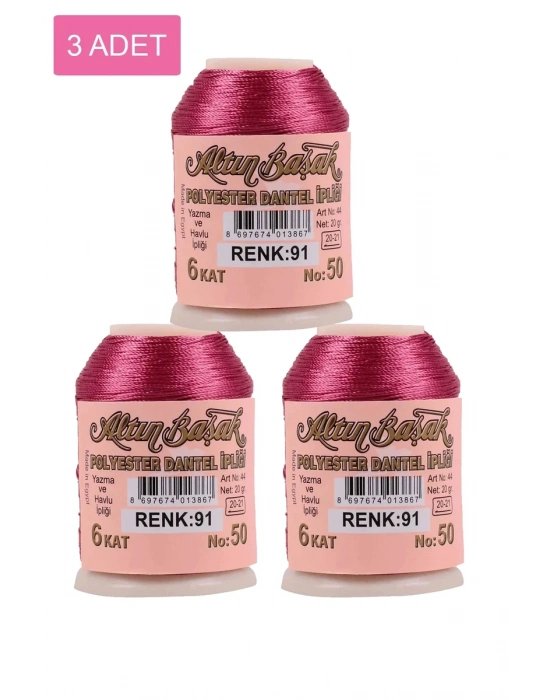 3 Adet Altınbaşak Oya ve Dantel İpi 20 gr - Royaleks - No: 091