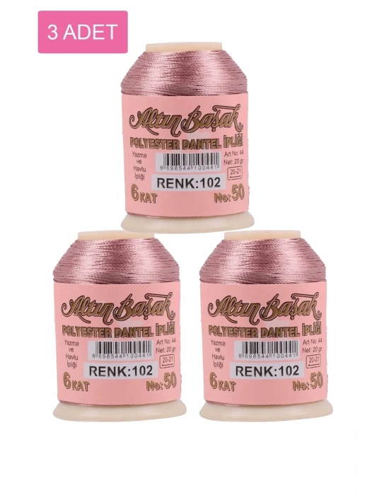 3 Adet Altınbaşak Oya ve Dantel İpi 20 gr - Royaleks - No: 102