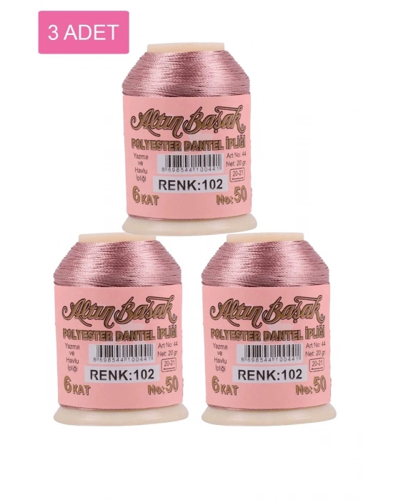 3 Adet Altınbaşak Oya ve Dantel İpi 20 gr - Royaleks - No: 102