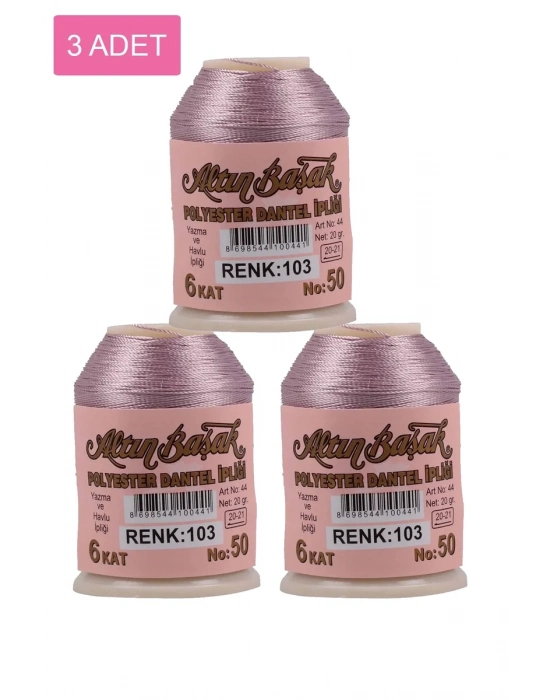 3 Adet Altınbaşak Oya ve Dantel İpi 20 gr - Royaleks - No: 103