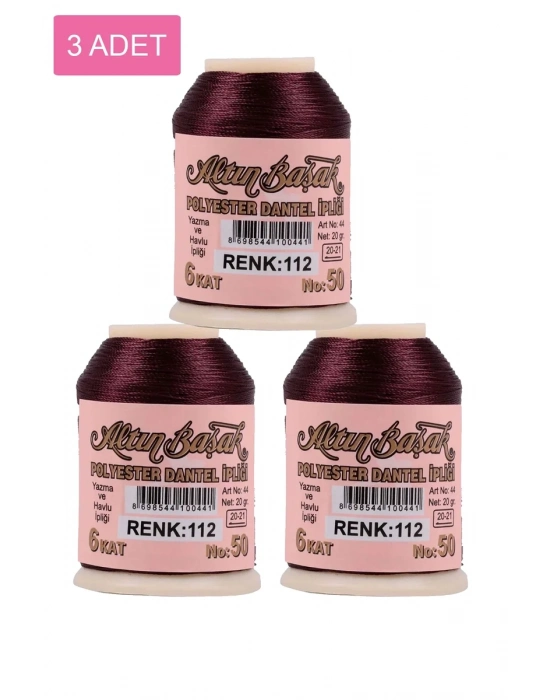 3 Adet Altınbaşak Oya ve Dantel İpi 20 gr - Royaleks - No: 112