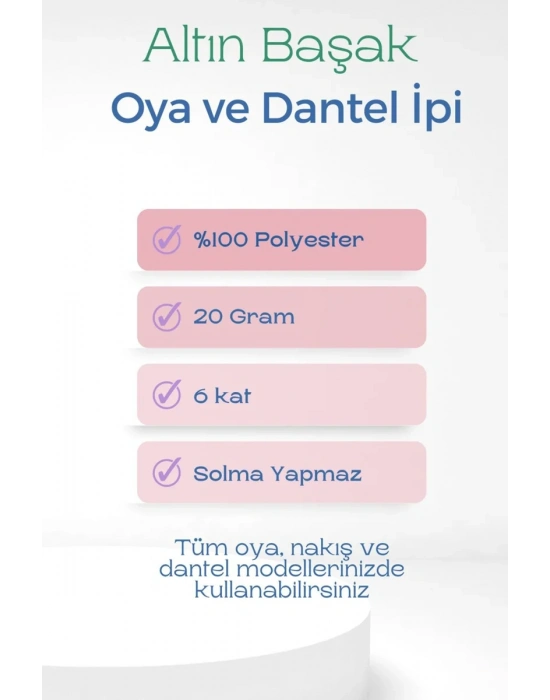 3 Adet Altınbaşak Oya ve Dantel İpi 20 gr - Royaleks - No: 1144 - 065 - 004