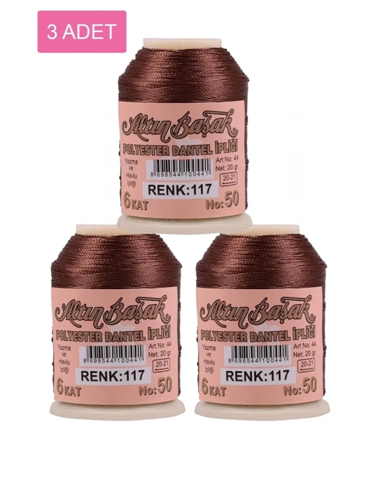 3 Adet Altınbaşak Oya ve Dantel İpi 20 gr - Royaleks - No: 117