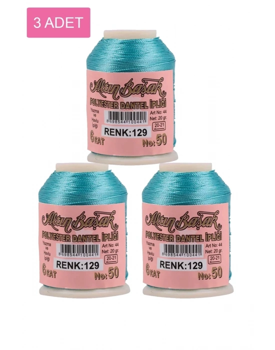 3 Adet Altınbaşak Oya ve Dantel İpi 20 gr - Royaleks - No: 129