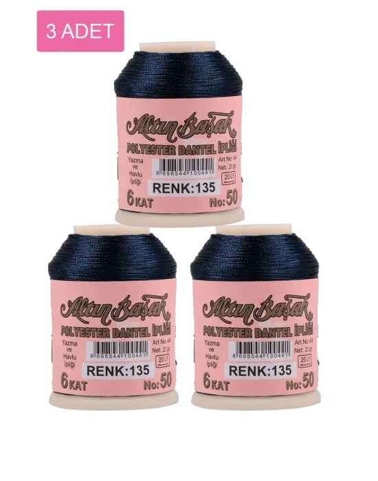 3 Adet Altınbaşak Oya ve Dantel İpi 20 gr - Royaleks - No: 135