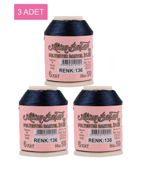 3 Adet Altınbaşak Oya ve Dantel İpi 20 gr - Royaleks - No: 136
