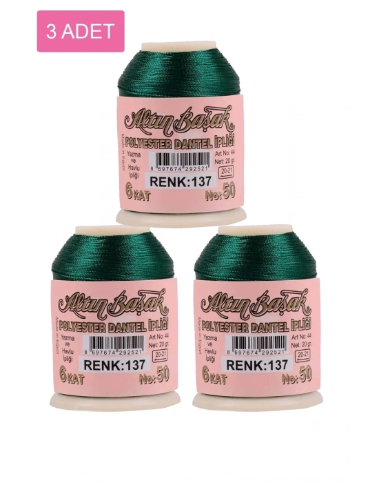 3 Adet Altınbaşak Oya ve Dantel İpi 20 gr - Royaleks - No: 137