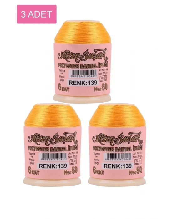 3 Adet Altınbaşak Oya ve Dantel İpi 20 gr - Royaleks - No: 139