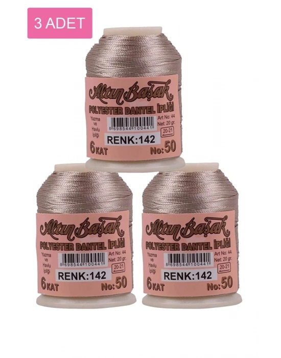 3 Adet Altınbaşak Oya ve Dantel İpi 20 gr - Royaleks - No: 142