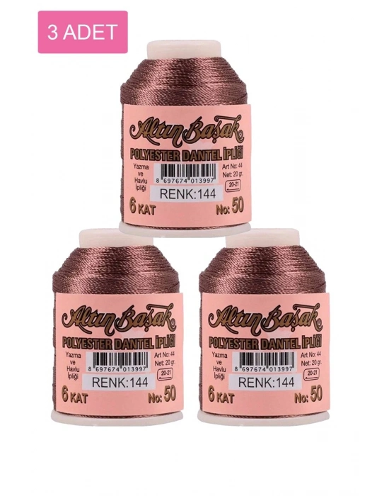 3 Adet Altınbaşak Oya ve Dantel İpi 20 gr - Royaleks - No: 144