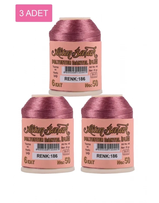 3 Adet Altınbaşak Oya ve Dantel İpi 20 gr - Royaleks - No: 186