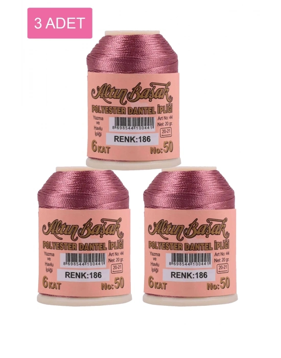 3 Adet Altınbaşak Oya ve Dantel İpi 20 gr - Royaleks - No: 186