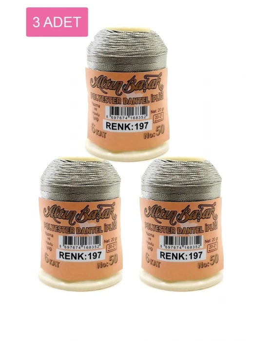 3 Adet Altınbaşak Oya ve Dantel İpi 20 gr - Royaleks - No: 197