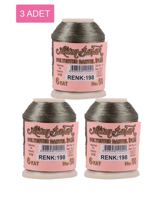 3 Adet Altınbaşak Oya ve Dantel İpi 20 gr - Royaleks - No: 198