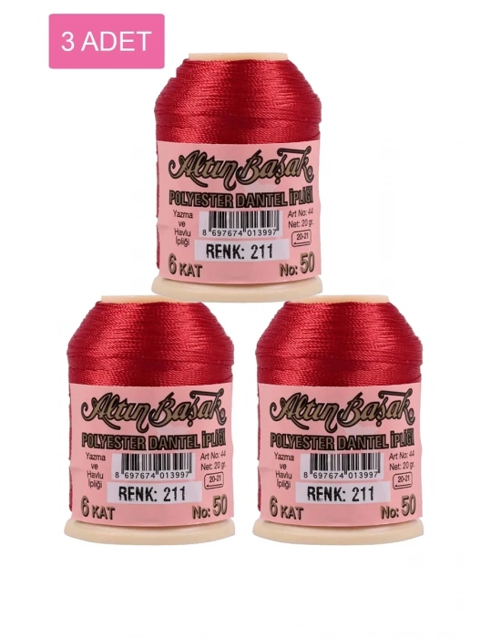 3 Adet Altınbaşak Oya ve Dantel İpi 20 gr - Royaleks - No: 211