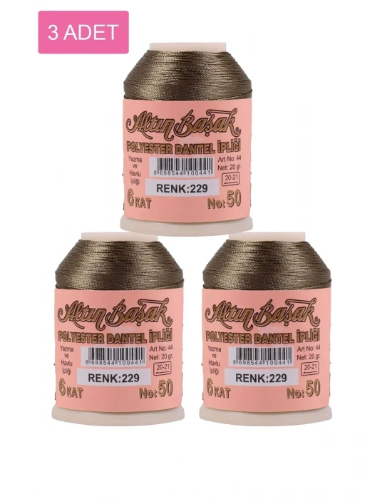 3 Adet Altınbaşak Oya ve Dantel İpi 20 gr - Royaleks - No: 229