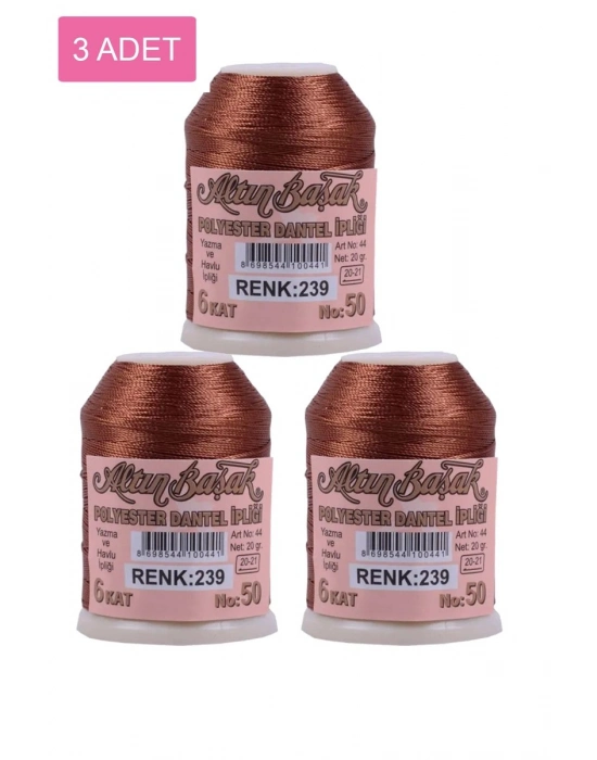 3 Adet Altınbaşak Oya ve Dantel İpi 20 gr - Royaleks - No: 239