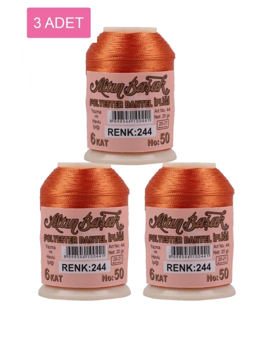 3 Adet Altınbaşak Oya ve Dantel İpi 20 gr - Royaleks - No: 244