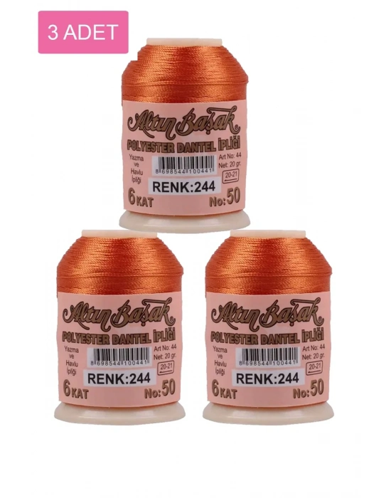 3 Adet Altınbaşak Oya ve Dantel İpi 20 gr - Royaleks - No: 244