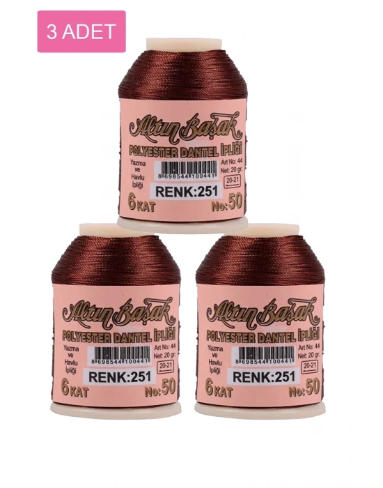 3 Adet Altınbaşak Oya ve Dantel İpi 20 gr - Royaleks - No: 251