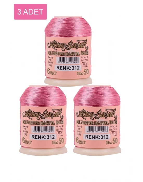 3 Adet Altınbaşak Oya ve Dantel İpi 20 gr - Royaleks - No: 312