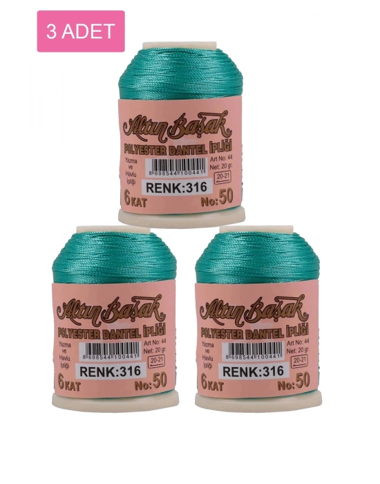 3 Adet Altınbaşak Oya ve Dantel İpi 20 gr - Royaleks - No: 316