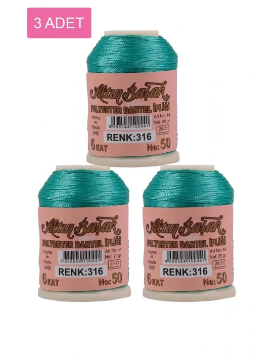 3 Adet Altınbaşak Oya ve Dantel İpi 20 gr - Royaleks - No: 316