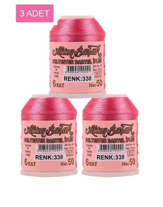 3 Adet Altınbaşak Oya ve Dantel İpi 20 gr - Royaleks - No: 338