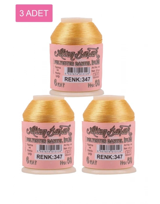 3 Adet Altınbaşak Oya ve Dantel İpi 20 gr - Royaleks - No: 347