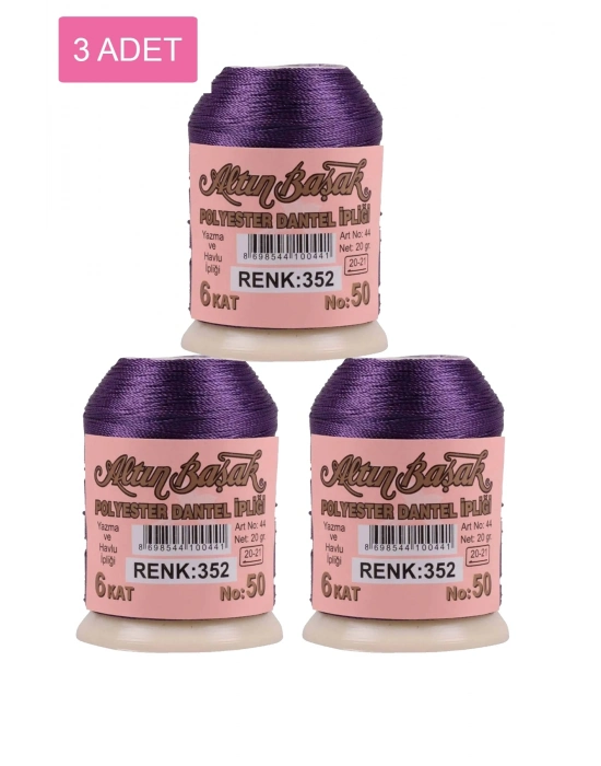 3 Adet Altınbaşak Oya ve Dantel İpi 20 gr - Royaleks - No: 352