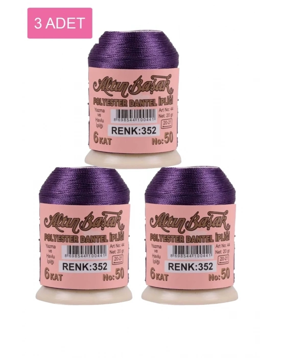 3 Adet Altınbaşak Oya ve Dantel İpi 20 gr - Royaleks - No: 352