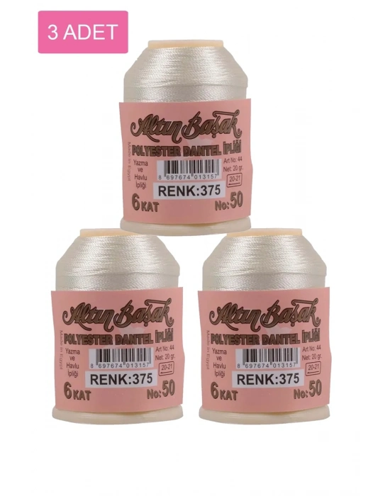 3 Adet Altınbaşak Oya ve Dantel İpi 20 gr - Royaleks - No: 375