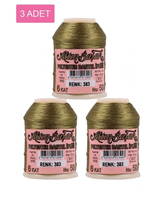 3 Adet Altınbaşak Oya ve Dantel İpi 20 gr - Royaleks - No: 383