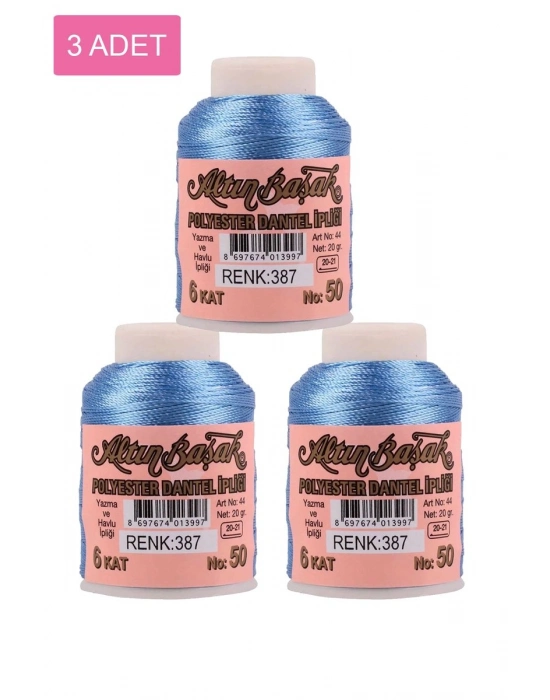 3 Adet Altınbaşak Oya ve Dantel İpi 20 gr - Royaleks - No: 387