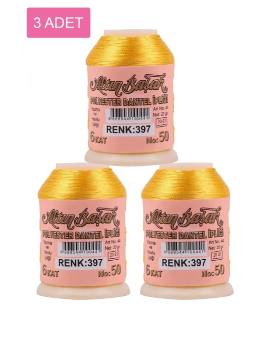 3 Adet Altınbaşak Oya ve Dantel İpi 20 gr - Royaleks - No: 397