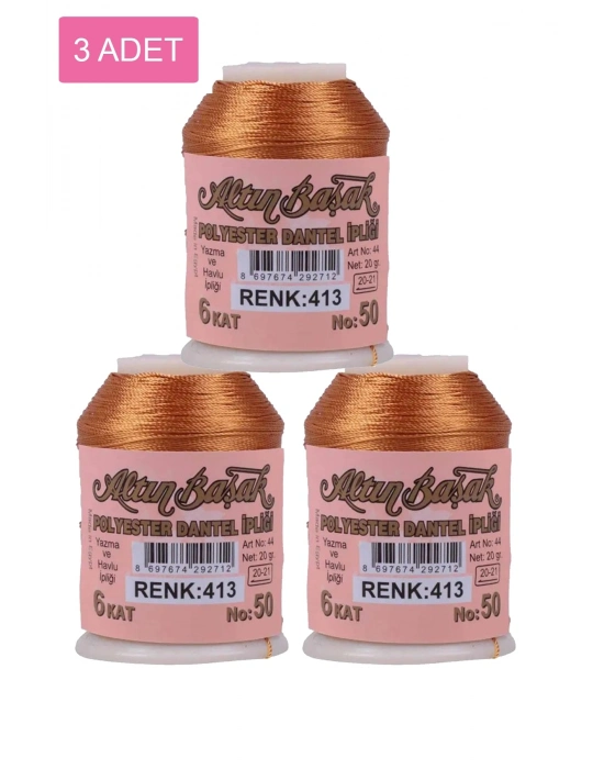 3 Adet Altınbaşak Oya ve Dantel İpi 20 gr - Royaleks - No: 413