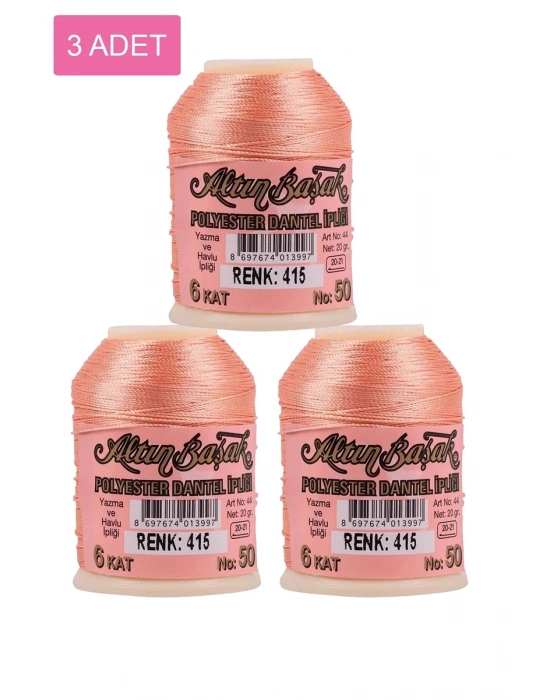 3 Adet Altınbaşak Oya ve Dantel İpi 20 gr - Royaleks - No: 415