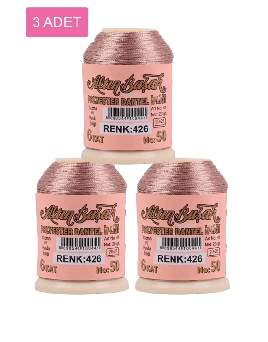 3 Adet Altınbaşak Oya ve Dantel İpi 20 gr - Royaleks - No: 426