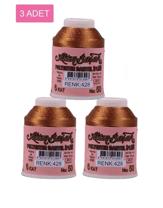 3 Adet Altınbaşak Oya ve Dantel İpi 20 gr - Royaleks - No: 428