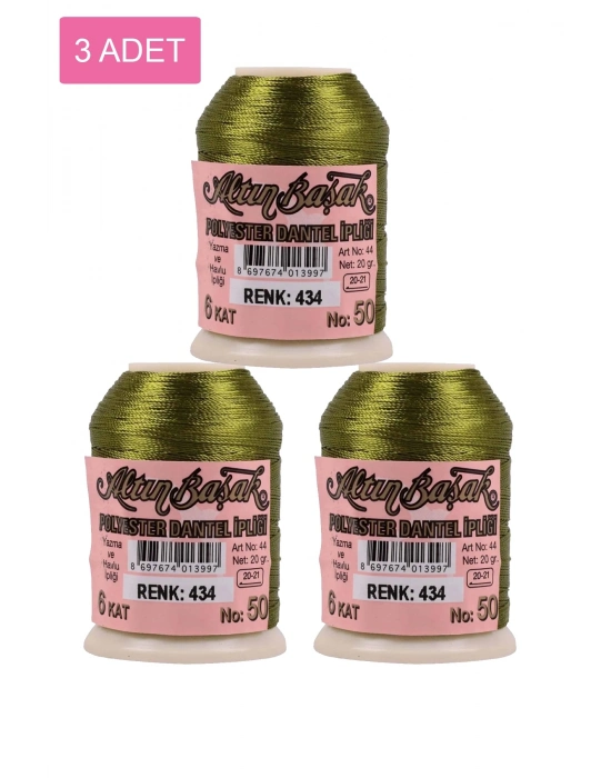 3 Adet Altınbaşak Oya ve Dantel İpi 20 gr - Royaleks - No: 434