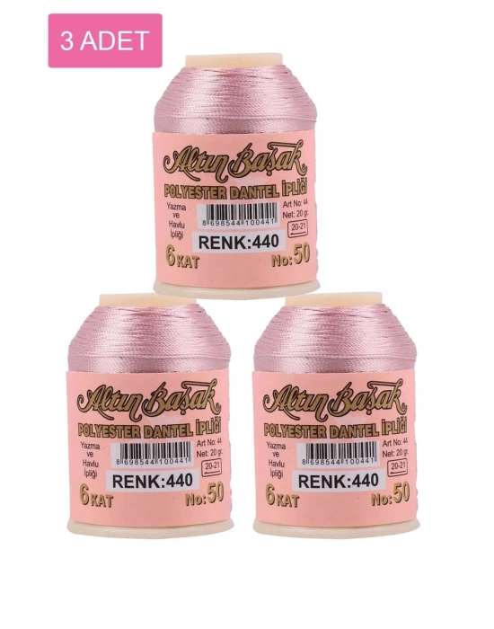 3 Adet Altınbaşak Oya ve Dantel İpi 20 gr - Royaleks - No: 440