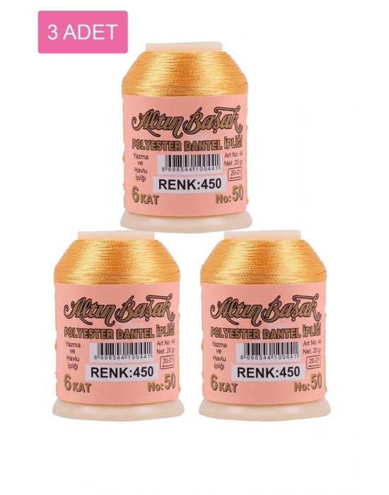 3 Adet Altınbaşak Oya ve Dantel İpi 20 gr - Royaleks - No: 450