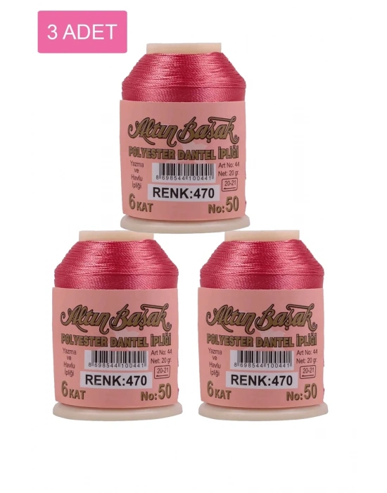 3 Adet Altınbaşak Oya ve Dantel İpi 20 gr - Royaleks - No: 470