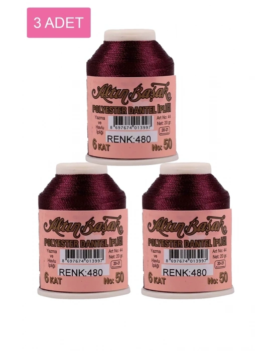 3 Adet Altınbaşak Oya ve Dantel İpi 20 gr - Royaleks - No: 480