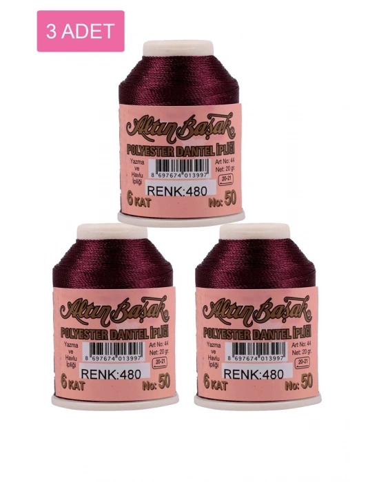 3 Adet Altınbaşak Oya ve Dantel İpi 20 gr - Royaleks - No: 480