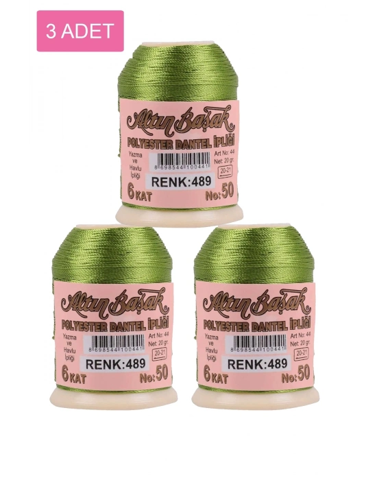 3 Adet Altınbaşak Oya ve Dantel İpi 20 gr - Royaleks - No: 489