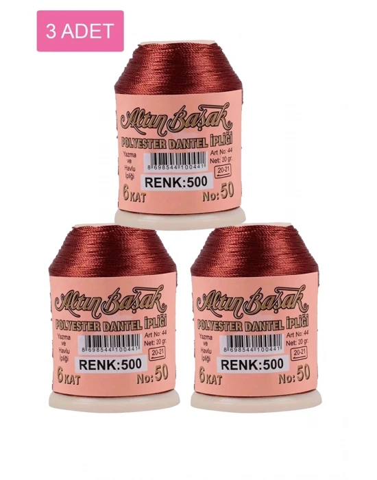 3 Adet Altınbaşak Oya ve Dantel İpi 20 gr - Royaleks - No: 500