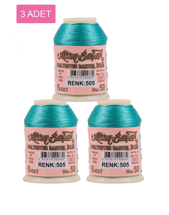 3 Adet Altınbaşak Oya ve Dantel İpi 20 gr - Royaleks - No: 505