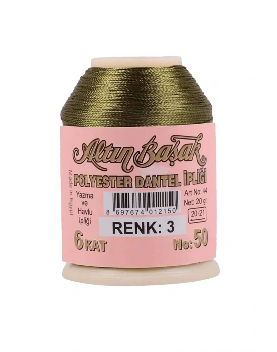 3 Adet Altınbaşak Oya ve Dantel İpi 20 gr - Royaleks - No: 512 - 080 - 003