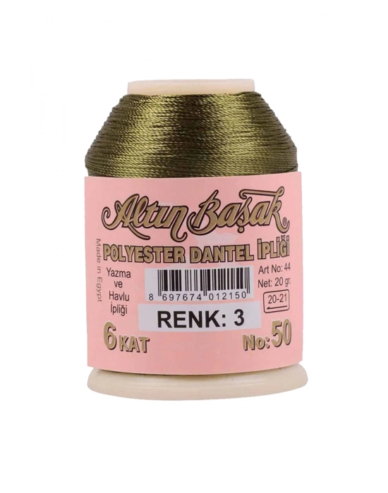 3 Adet Altınbaşak Oya ve Dantel İpi 20 gr - Royaleks - No: 512 - 080 - 003